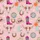 Boho Disco Fan's Whimsical Light Pink Western Disco Design with Cowboy Boots, Floral Skulls & Sparkly Disco Balls Satin Pajamas Set - 4