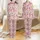 Boho Disco Fan's Whimsical Light Pink Western Disco Design with Cowboy Boots, Floral Skulls & Sparkly Disco Balls Satin Pajamas Set - 1