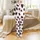 Modern Style Enthusiasts' Hand-Drawn Bright White Pastel Pink Espresso Brown Abstract Cow Print Satin Pajamas Set - 2