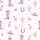 Western Style Lovers' Blush Rose Fuchsia Whimsical Seamless Cowboy Boots Cacti Pattern Satin Pajamas Set - 4