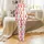 Women's Scattered Cowboy Boots Coral Red Fuchsia Pink Pastel Pink Golden Yellow Stars Hearts Pattern Satin Pajamas Set - 2