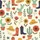 Desert Lovers' Whimsical Cream Folk Art Pattern with Teal Cacti, Terracotta Boots, Golden Hats Satin Pajamas Set - 4