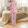 Women's Whimsical Creamy Pink Cowboy Boots, Magenta Bows, Fuchsia Stars Flat Pattern Satin Pajamas Set - 2