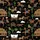 Western Enthusiasts Vintage Hand-Drawn Wild West Panorama Pattern with Cowboys, Cacti, Wagons in Black, Brown, Red, Green, Ochre Satin Pajamas Set - 4