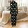Whimsical Spirit Enthusiasts Cartoonish Pale Green Ghost Bat Moon Star Pattern on Black Satin Pajamas Set - 3