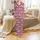 Playful Pattern Lovers' Cheerful Vibrant Pink Cartoon Cow Head Luck Seamless Print Satin Pajamas Set - 2