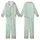 Women's Very Pale Mint Green Subtle Sage Hand-Drawn Heart & Leaf Kid Satin Pajamas Set - 1