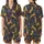 Women's Satin Pajama Set: Golden Ochre Leopard Poses - Navy Blue Short Sleeve Lapel Top & Shorts Satin Short-Sleeve Pajamas Set - 1