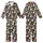 Women's Whimsical Illustrative Floral Scatter Pattern in Cream, Beige, Soft Blues, Mint, Lavender on Deep Brown Kid Satin Pajamas Set - 1