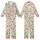Women's Whimsical Gingerbread Hot Cocoa Candy Cane Holly Pattern on Creamy Off-White Kid Satin Pajamas Set - 1