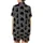Cat Lovers' Whimsical Black Cat Silhouette Repeating Pattern Tiny Hearts White Dot Eyes Heather Dark Grey Satin Short-Sleeve Pajamas Set - 3
