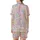 Cat Lovers' Whimsical Hand-Drawn Pastel Pink Blue Yellow Purple Cartoon Cat Repeating Pattern Satin Short-Sleeve Pajamas Set - 3