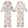 Women's Whimsical Watercolor Fluffy Highland Cow Calf Pink Rose Daisy Floral Pattern Kid Satin Pajamas Set - 1