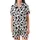 Modern Style Enthusiasts' Dynamic Black White Organic Interconnected Rounded Shapes Pattern Satin Short-Sleeve Pajamas Set - 2