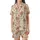 Boho Western Lovers' Retro Illustrated Cowboy Boots Wildflowers Peach Coral Olive Green Pattern Satin Short-Sleeve Pajamas Set - 2