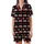 Empowered Style Aficionados' Black Red White Flat Vector Crown KING Queen Interlocking Pattern Satin Short-Sleeve Pajamas Set - 2