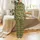 Holiday Lovers' Adorable Fluffy Highland Cow Christmas Wreath Red Plaid Repeating Pattern Green Plaid Background Satin Pajamas Set - 3