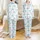 Ocean Lovers' Whimsical Hand-Drawn Blue Sea Turtle Coral Pink Starfish Pattern on White Satin Pajamas Set - 1