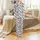 Cow Lovers' Cheerful Stylized Cartoon Cow Faces Seamless White Black Spot Pattern Brown Horns Pink Ears Satin Pajamas Set - 2