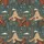 Western Enthusiasts' Vintage Illustrative Cowgirls on Horseback Teal Desert Art, Red-Orange & Saguaro Satin Pajamas Set - 4