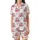 Animal Lovers' Whimsical Watercolor Brown Spotted Calves Fuchsia Blush Cherry Blossom Seamless Pattern Satin Short-Sleeve Pajamas Set - 2