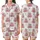 Animal Lovers' Whimsical Watercolor Brown Spotted Calves Fuchsia Blush Cherry Blossom Seamless Pattern Satin Short-Sleeve Pajamas Set - 1