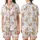 Women's Whimsical Watercolor Fluffy Highland Cow Calf Pink Rose Daisy Floral Pattern Satin Short-Sleeve Pajamas Set - 1