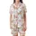 Women's Whimsical Watercolor Fluffy Highland Cow Calf Pink Rose Daisy Floral Pattern Satin Short-Sleeve Pajamas Set - 2
