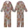 Animal Lovers' Fluffy Baby Highland Cow Reddish-Brown Fawn Leopard Bow Flat Graphic Pattern on Heather Gray Kid Satin Pajamas Set - 1