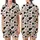 Cute Cartoon Style Fans' Cream Off-White Black Cow Print, Pink Cartoon Cow Faces & 'Sweet Milk' Pattern Satin Short-Sleeve Pajamas Set - 1