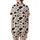 Cute Cartoon Style Fans' Cream Off-White Black Cow Print, Pink Cartoon Cow Faces & 'Sweet Milk' Pattern Satin Short-Sleeve Pajamas Set - 3