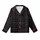 Minimalist Design Lovers' Deep Black Charcoal Interlocking Line Subtle Grid Kid Satin Pajamas Set - 2