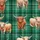 Rustic Animal Lovers' Emerald Green Watercolor Plaid Fluffy Highland Cow Pattern Kid Satin Pajamas Set - 4
