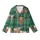 Rustic Animal Lovers' Emerald Green Watercolor Plaid Fluffy Highland Cow Pattern Kid Satin Pajamas Set - 2