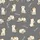 Whimsical Cat Enthusiasts' Playful Sitting Stretching Cartoon Cats & 'Cute Cat' Text Seamless Tan White Grey Pattern Kid Satin Pajamas Set - 4