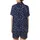 Cat Lovers' Whimsical Navy Blue Cat Pattern with Pastel Paws, Meow Typography, and Playful Cat Faces Satin Short-Sleeve Pajamas Set - 3