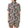 Women's Soft Pink Illustrative White Tiger Hot Pink Rose Deep Green Leaf Pattern Satin Short-Sleeve Pajamas Set - 3
