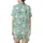 Whimsical Animal Lovers' Aqua Mint Green Geese Pattern with Teal Hats, Bow Ties, Orange Beaks Satin Short-Sleeve Pajamas Set - 3
