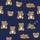 Bear Lovers' Warm Caramel Teddy Bear Pattern, Smiling Waving Sleeping Bears, Deep Navy Blue Satin Short-Sleeve Pajamas Set - 4