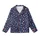 Cat Lovers' Whimsical Navy Blue Cat Pattern with Pastel Paws, Meow Typography, and Playful Cat Faces Kid Satin Pajamas Set - 2