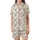 Cat Lovers' Playful Hand-Drawn Cartoon Cat Faces Seamless All-Over Pattern Off-White Gray Tan Pink Satin Short-Sleeve Pajamas Set - 2