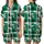 Cute Animal Lovers' Vibrant Green Black Plaid Chibi Cats Dogs Rabbits Umbrella Design Satin Short-Sleeve Pajamas Set - 1