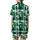 Cute Animal Lovers' Vibrant Green Black Plaid Chibi Cats Dogs Rabbits Umbrella Design Satin Short-Sleeve Pajamas Set - 3