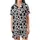 Animal Print Lovers' Bold Black White Organic Cow Pattern with Subtle Light Blue Accents Satin Short-Sleeve Pajamas Set - 2