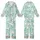 Whimsical Animal Lovers' Aqua Mint Green Geese Pattern with Teal Hats, Bow Ties, Orange Beaks Kid Satin Pajamas Set - 1