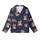Bear Lovers' Warm Caramel Teddy Bear Pattern, Smiling Waving Sleeping Bears, Deep Navy Blue Kid Satin Pajamas Set - 2