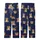 Bear Lovers' Warm Caramel Teddy Bear Pattern, Smiling Waving Sleeping Bears, Deep Navy Blue Kid Satin Pajamas Set - 3