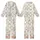 Cat Lovers' Playful Hand-Drawn Cartoon Cat Faces Seamless All-Over Pattern Off-White Gray Tan Pink Kid Satin Pajamas Set - 1