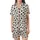 Modern Style Seekers' Bold Black Irregular Splotches & Blobs Organic Pattern on Creamy Off-White Satin Short-Sleeve Pajamas Set - 2