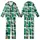 Cute Animal Lovers' Vibrant Green Black Plaid Chibi Cats Dogs Rabbits Umbrella Design Kid Satin Pajamas Set - 1